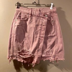 Free People Distressed Denim Mini Skirt NWOT